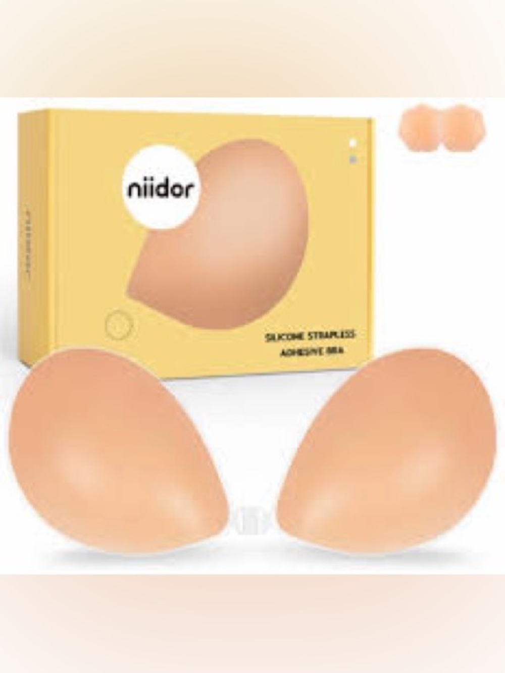 H5 Niidor Fabric Strapless Adhesive Beige Size E -Bra NEW